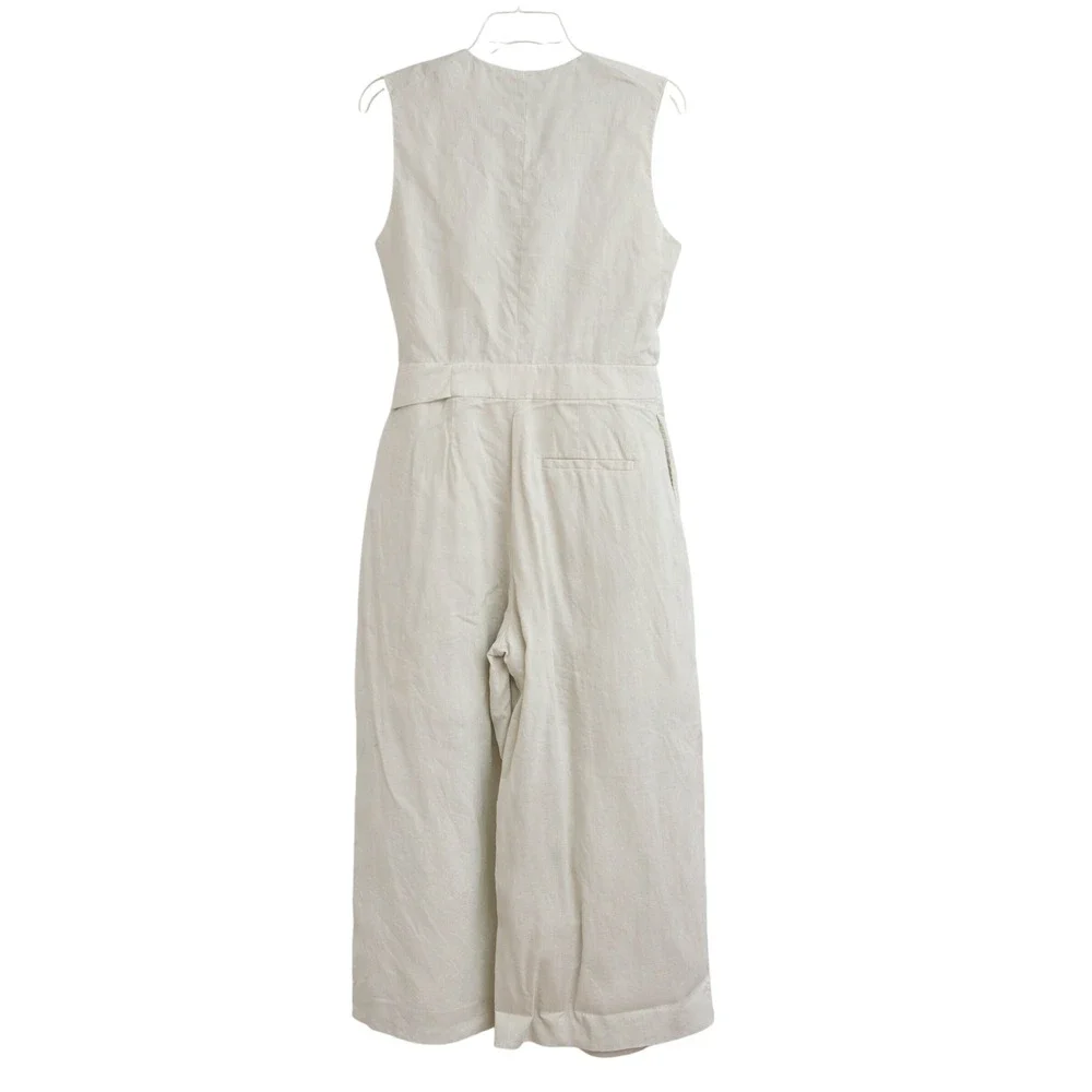 COS Wide Leg Jumpsuit Linen Blend Wrap Front Sz 8 Minimalist Sophisticated Chic